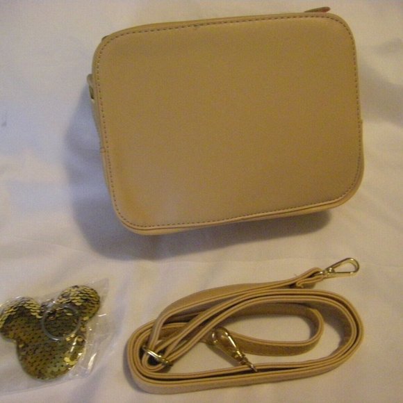 Chipmunk Tan Camera Crossbody Messenger Bag by Disney & Sequin Keychain - Picture 5 of 13